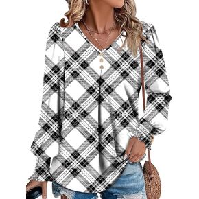 Angerella Long Sleeve Shirts for Women Comfy V Neck Fall Tops Dressy Casual Blouses Trendy Tunic Tops for Leggings S-3XL in Kuwait