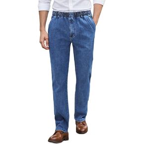 LONGBIDA Mens Elastic Waist Jeans Relaxed Fit Men's Stretch Denim Pants Business Straight Leg Trousers in Saudi Arabia