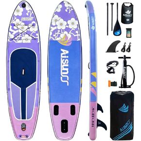 لوح تجديف قابل للنفخ مقاس 10.6 بوصة، وألواح تجديف عريضة مقاس 33 بوصة مع ملحقات لوح تجديف متميزة، ومضخة مزدوجة الحركة، وزعنفة قابلة للإزالة للشباب والكبار in Kuwait