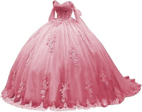 Ftupza Off Shoulder Quinceanera Dresses Puffy Tulle Ball Gowns for Vestido de 15 años Lace Appliques Prom Dress Ftu01 in Saudi Arabia