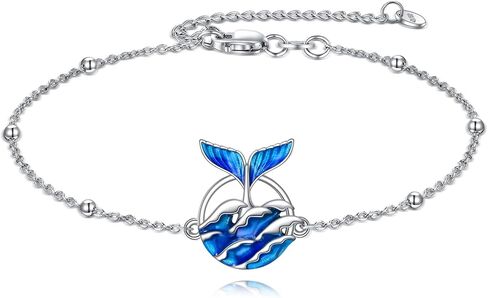 Horse/Clover/Anchor/Penguin/Sea Turtle/Infinity/Starfish/Cross/Daisy/Mermaid/Ladybug/Axolotl Bracelets for Women Sterling Silver Jewelry Adjustable Chain Bracelet Jewelry Gifts for Women in Saudi Arabia