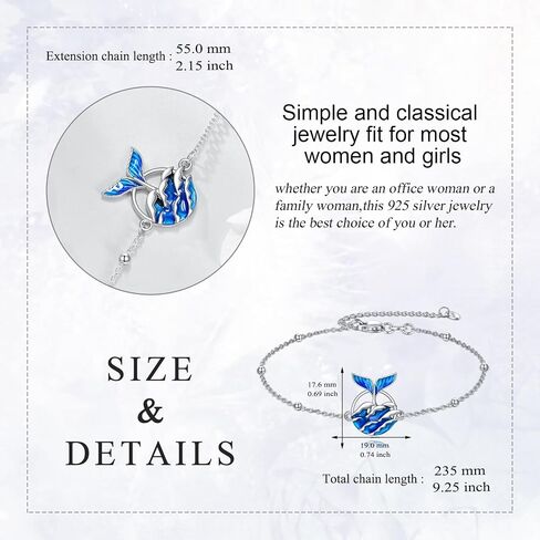 Horse/Clover/Anchor/Penguin/Sea Turtle/Infinity/Starfish/Cross/Daisy/Mermaid/Ladybug/Axolotl Bracelets for Women Sterling Silver Jewelry Adjustable Chain Bracelet Jewelry Gifts for Women in Saudi Arabia