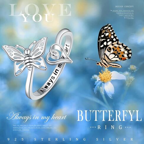 Palpitate Butterfly Rings for Women Butterfly Rings 925 Sterling Silver Celtic Knot Butterfly Jewelry Gifts for Women in Saudi Arabia