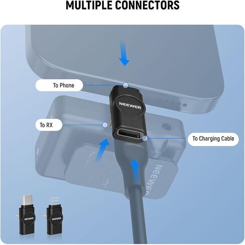 مجموعة محول Neewer LM4 USB Type C OTG (حزمة 2) ، USB C إلى USB C + USBC إلى iOS لـ iPhone iPad Android Phone CM28 Pro CM28 Ultra CM28 Wireless Mic استخدام أثناء الشحن ، وليس لشحن PD سريعًا in Kuwait