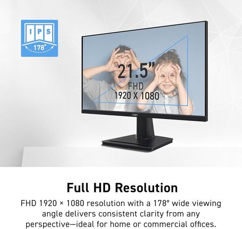 MSI PRO MP225V,22-inch VA 1920 x 1080 (FHD) Computer Monitor, 100Hz, Adaptive-Synch, HDMI, Video Port, VESA Mountable, Tilt, 1ms, Black in Saudi Arabia