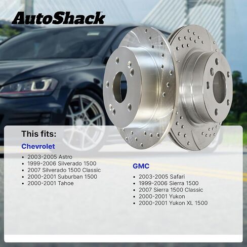 AutoShack Black Hat Drilled and Slotted Brake Rotors Front and Rear Brake Rotor Replacement Kit for Chev Astro Tahoe Silverado 1500 Classic GMC Safari Sierra 1500 Classic Yukon XL 1500 PR65056PR65068 in Saudi Arabia