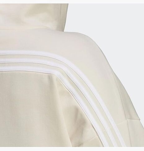 سويت شيرت بقلنسوة Future Icons 3-Stripes للنساء من Adidas (مقاس كبير)، كريمي in Saudi Arabia