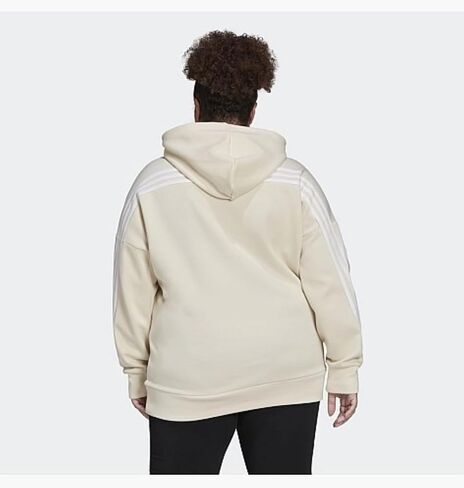 سويت شيرت بقلنسوة Future Icons 3-Stripes للنساء من Adidas (مقاس كبير)، كريمي in Saudi Arabia