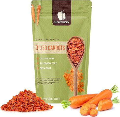 Gourmanity Dried Carrots, 16oz Resealable Bag, Fresh-Tasting and Easy to Use, Adds Flavor, Color and Texture to Soups, Stews and Ramen, All Natural, Resealable Bag, 1 lb in Saudi Arabia