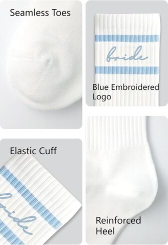 LADY&HOME Bride Socks,Bachelorette Party Favor,Bridesmaid Gift,Engagement Decorations,Bridal Shower Accessory,Bride To Be Something Blue Gift (B-Light Blue) in Kuwait