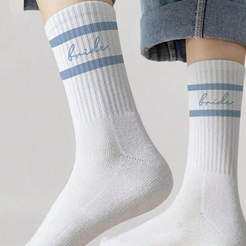 LADY&HOME Bride Socks,Bachelorette Party Favor,Bridesmaid Gift,Engagement Decorations,Bridal Shower Accessory,Bride To Be Something Blue Gift (B-Light Blue) in Kuwait