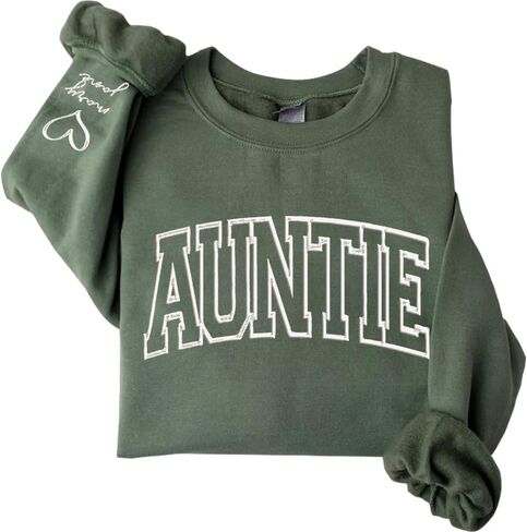 Personalized Mama Sweatshirt With Names On Sleeve, Custom Embroidered Birthday Gift For Mom in Kuwait