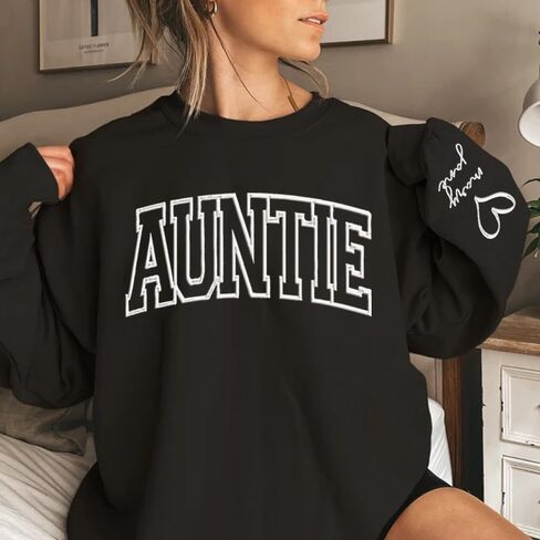 Personalized Mama Sweatshirt With Names On Sleeve, Custom Embroidered Birthday Gift For Mom in Kuwait