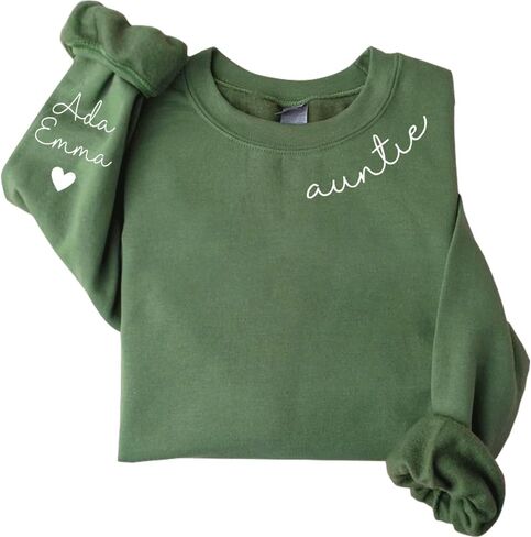 Personalized Mama Sweatshirt With Names On Sleeve, Custom Embroidered Birthday Gift For Mom in Kuwait