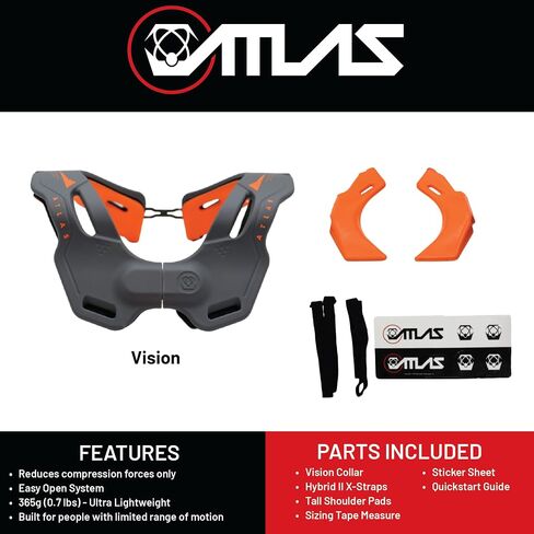 Atlas Brace Vision Anti-Compression Collar Neck Brace (Adult - Small/Medium) for Use in: Powers, Offroad Racing, Motocross, Mountain Biking, and BMX (Black) in Saudi Arabia