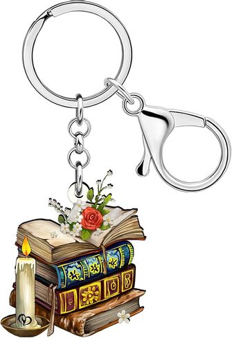 Acrylic Book Keychain Accessories Bookish Gifts for Book Lovers Women Bookworm Reader Girls Kids Backpack Purse Charms in Saudi Arabia