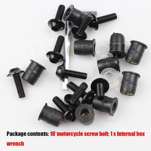 10PCS Motorcycle Windshield Bolts Screws Kit, Aluminum Alloy Motorbike Windscreen Body Mounting Bolts Nuts, Compatible with Motorcycle Cowls Well Nuts Fairing Fasteners Screw (Purple) in Saudi Arabia