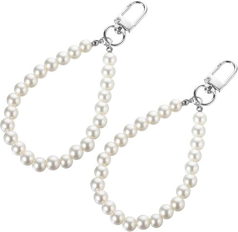 2 PCS Pearl Keyring Lanyard Faux Pearl Keychain Straps Pearl Wristlet key chain chain relegant pres in Saudi Arabia