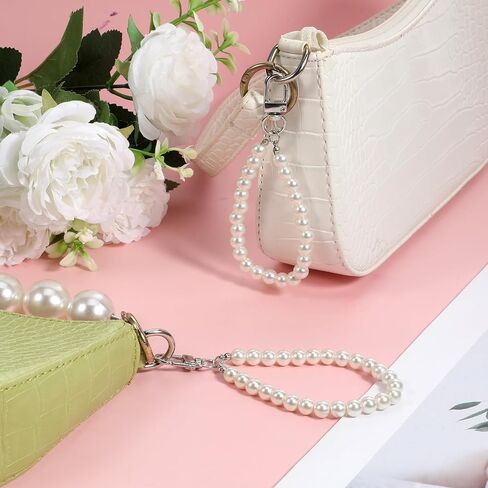 2 PCS Pearl Keyring Lanyard Faux Pearl Keychain Straps Pearl Wristlet key chain chain relegant pres in Saudi Arabia