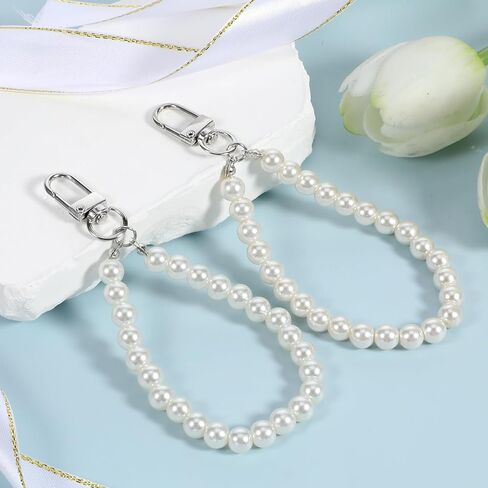 2 PCS Pearl Keyring Lanyard Faux Pearl Keychain Straps Pearl Wristlet key chain chain relegant pres in Saudi Arabia