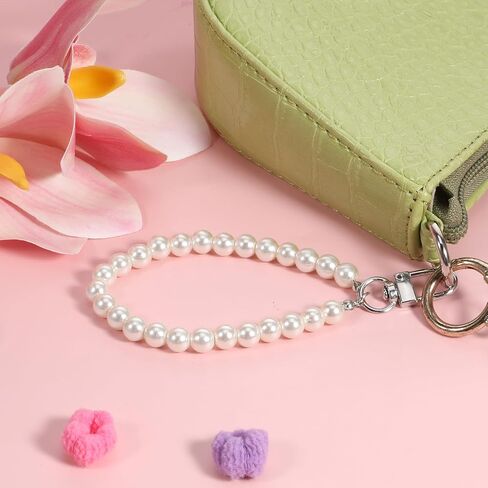 2 PCS Pearl Keyring Lanyard Faux Pearl Keychain Straps Pearl Wristlet key chain chain relegant pres in Saudi Arabia
