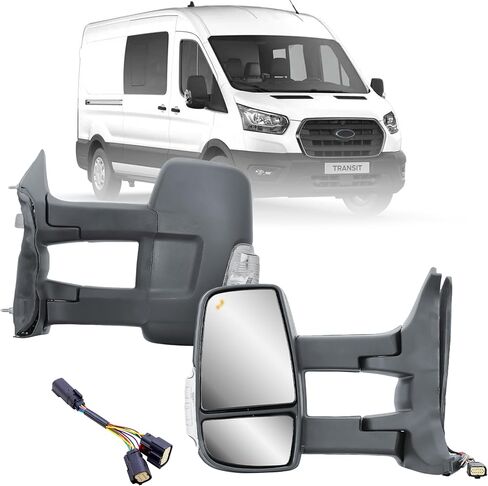 Replacement Driver Left Side Door Mirror Long Extension View Tow Mirror Power and Heated with Signal Light Indicator for Ford Transit 150 250 350 from 2010 to 2024 in Saudi Arabia