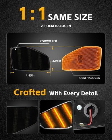 4 PCS LED Side Marker Light for Chevy Corvette C7 2014-2019, Smoked Lens Rear Red Turn Signal Reflector Lamp Replace OEM Sidemarker Lamps in Saudi Arabia