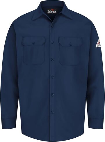 Bulwark Fr Men's Flame Resistant 7 Oz Cotton Shirt مع تنفيس الأكمام in Saudi Arabia