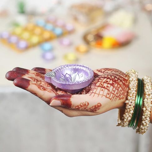 Pack of 30 Diwali Decoration Handmade Colorful Earthen Diyas for Pooja Handpainted Diyas for Pooja Festival Decoration Lights for Dipavali Home Indoor Outdoor Decor with Cotton Wicks in Kuwait