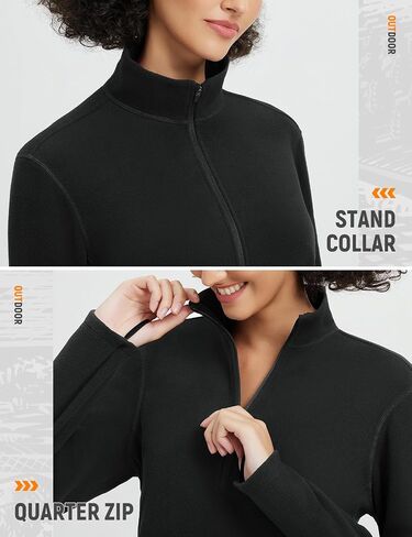 Baleaf Fleece Quarter Zip Pullover Long Sleeve Tops Tops Bold Weathing Gearing Gear مع جيوب سحاب in Saudi Arabia