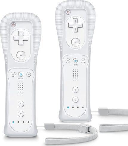 TIANHOO Wii Controller 2 Pack, Wii Remote Controller, with Silicone Case and Wrist Strap, Remote Controller for Wii/Wii U, Pink & Blue in Kuwait