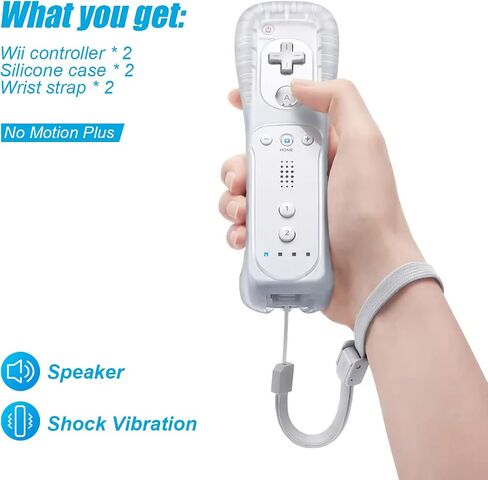 TIANHOO Wii Controller 2 Pack, Wii Remote Controller, with Silicone Case and Wrist Strap, Remote Controller for Wii/Wii U, Pink & Blue in Kuwait