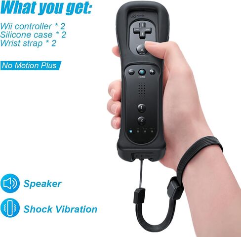 TIANHOO Wii Controller 2 Pack, Wii Remote Controller, with Silicone Case and Wrist Strap, Remote Controller for Wii/Wii U, Pink & Blue in Kuwait