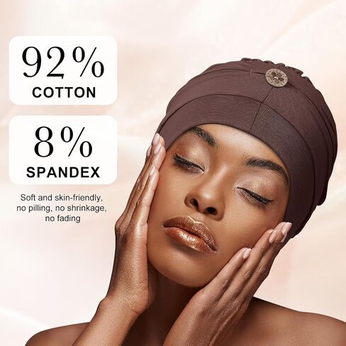 Foaincore 4 Pcs Cotton Chemo Turban Headwear Women Soft Cancer Cap Stretchy Beanie Lightweight Sleeping Head Wraps Hats Ladies Head Covering for Cancer Hair Loss Hat in Saudi Arabia
