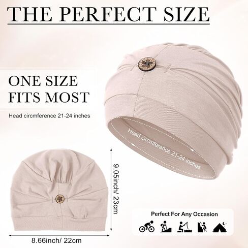Foaincore 4 Pcs Cotton Chemo Turban Headwear Women Soft Cancer Cap Stretchy Beanie Lightweight Sleeping Head Wraps Hats Ladies Head Covering for Cancer Hair Loss Hat in Saudi Arabia