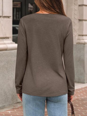 AUTOMET Womens Long Sleeve Tops T Shirts V Neck Casual Top Comfortable Shirt Soft Basic Tees Women Blouses in Saudi Arabia