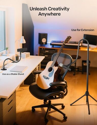 19-inch Gooseneck Microphone Holder Stand, Desktop & Wall Mounted, Heavy Duty Flexible Microphone Arm Stand with Flange Mount Base, Ideal for Podium, Studio, Lecture, Podcast, Gaming, Streaming in Saudi Arabia