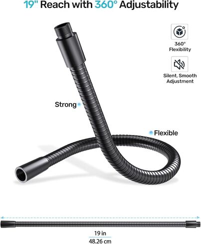 19-inch Gooseneck Microphone Holder Stand, Desktop & Wall Mounted, Heavy Duty Flexible Microphone Arm Stand with Flange Mount Base, Ideal for Podium, Studio, Lecture, Podcast, Gaming, Streaming in Saudi Arabia