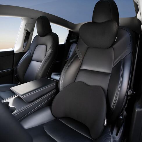 HOPON Lumbar Support Pillow for Tesla Model 3 Model Y,Tesla Waist Pillow with Breathable Fabric,Soft Pillow for Relieving Stiffness,Tesla Accessories 1 Pack - Black in Kuwait