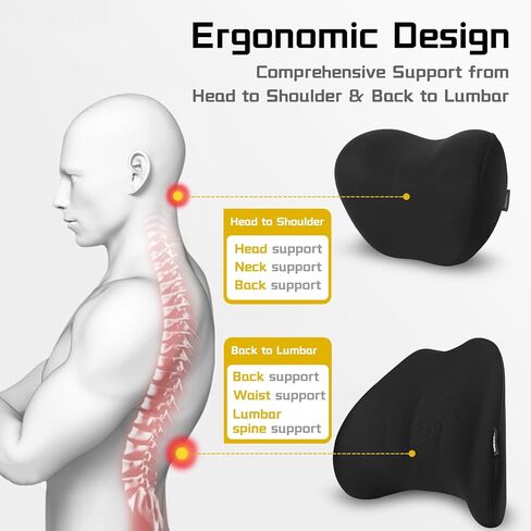 HOPON Lumbar Support Pillow for Tesla Model 3 Model Y,Tesla Waist Pillow with Breathable Fabric,Soft Pillow for Relieving Stiffness,Tesla Accessories 1 Pack - Black in Kuwait