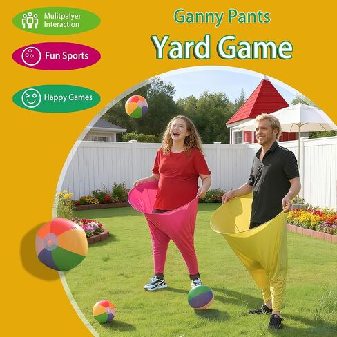 لعبة Granny Pants Yard، مجموعة تتابع الكرة المرحة القابلة للنفخ مع سراويل Granny Giant القابلة للتمدد، لعبة Ganny Pants في الهواء الطلق، كرات ومضخة، مجموعة ألعاب ميدانية لحفلات لم شمل العائلة in Saudi Arabia