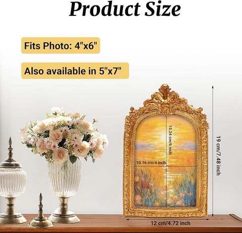 روز 4x6 إطار الصور ، إطارات الصور الذهبية مع الجبهة الزجاجية ، إطار الصورة المنحوتة الأنيقة ، إطارات صور الراتنج للمنضل أو الجدار المعلقة ، صور رأسية أو أفقية ، أفكار الهدايا in Kuwait