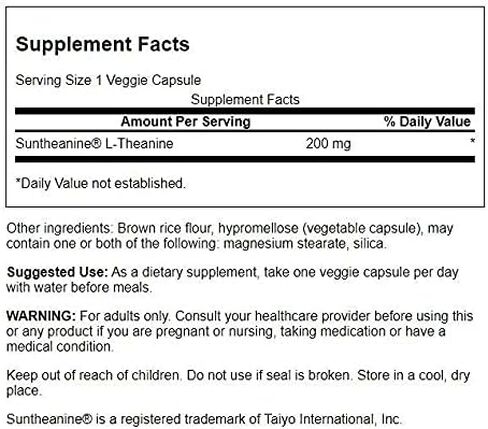 Swanson amino acid potency suntheanine l-theanine 200 ملليغرام 60 كبسولات الخضار in Kuwait