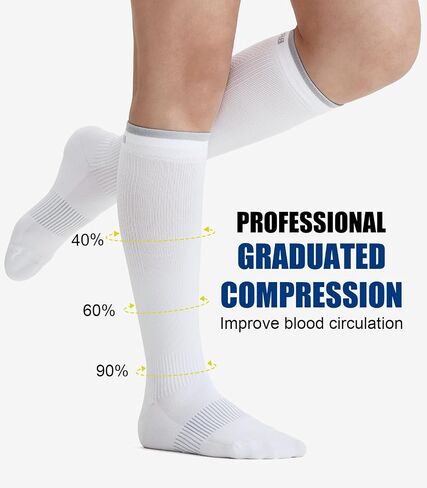 Breslatte Compression Socks for Women Men 15-20 mmhg Cushion Circulation Socks Knee High Breathable Mesh Sport Travel in Saudi Arabia