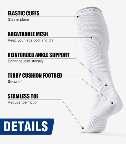 Breslatte Compression Socks for Women Men 15-20 mmhg Cushion Circulation Socks Knee High Breathable Mesh Sport Travel in Saudi Arabia
