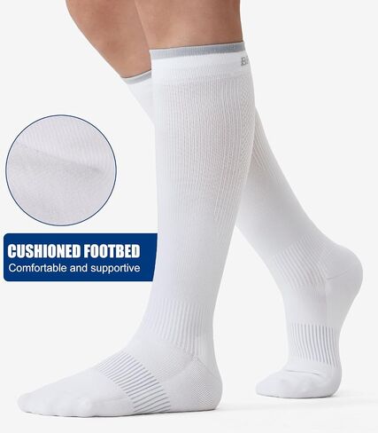 Breslatte Compression Socks for Women Men 15-20 mmhg Cushion Circulation Socks Knee High Breathable Mesh Sport Travel in Saudi Arabia
