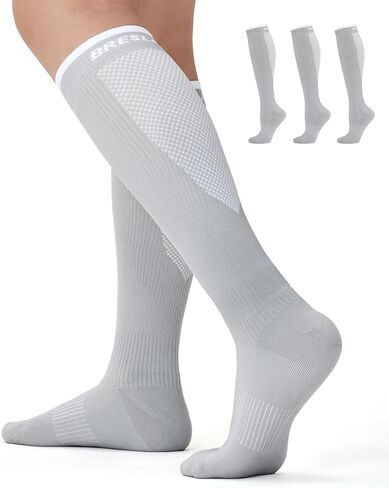 Breslatte Compression Socks for Women Men 15-20 mmhg Cushion Circulation Socks Knee High Breathable Mesh Sport Travel in Saudi Arabia