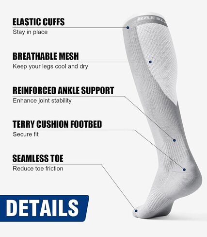 Breslatte Compression Socks for Women Men 15-20 mmhg Cushion Circulation Socks Knee High Breathable Mesh Sport Travel in Saudi Arabia