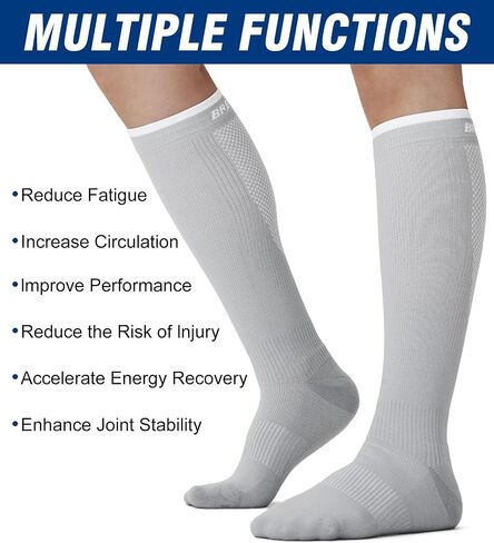 Breslatte Compression Socks for Women Men 15-20 mmhg Cushion Circulation Socks Knee High Breathable Mesh Sport Travel in Saudi Arabia