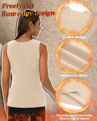 3 Pack Women's Thermal Tank Tops Fleece Lined Scoop Neck Sleeveless Undershirts Warm Frayed Hem Base Layer Vest in Kuwait